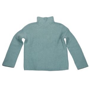 Vince Chunky Knit Mock Neck Sweater Blue Wool Cashmere Blend XXS